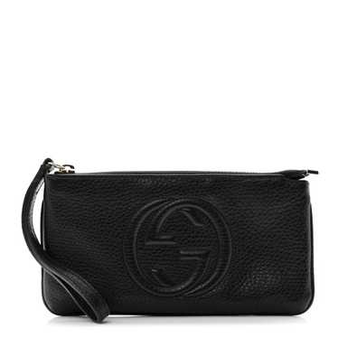 GUCCI Pebbled Calfskin Soho Wristlet Black