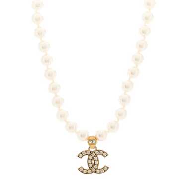 CHANEL Pearl Crystal CC Choker Necklace