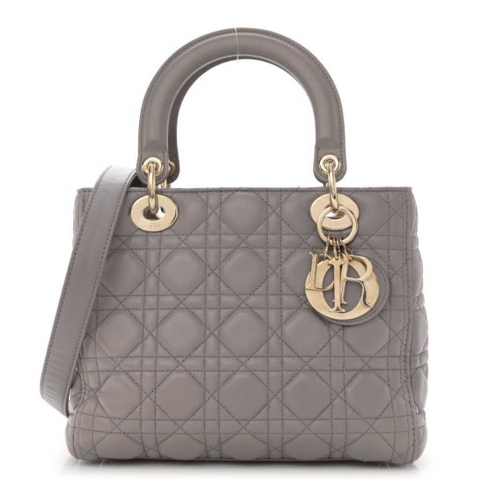 CHRISTIAN DIOR Lambskin Cannage Medium Lady Dior … - image 1