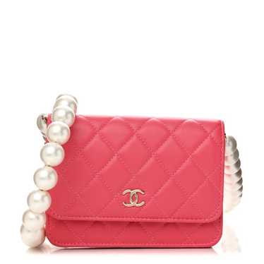 CHANEL Calfskin Quilted Mini Maxi Pearls Wallet O… - image 1