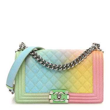 CHANEL Caviar Quilted Medium Cuba Rainbow Boy Flap