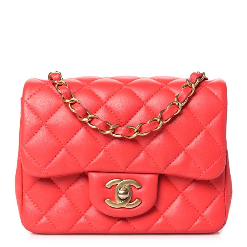 CHANEL Lambskin Quilted Mini Square Flap Red - image 1