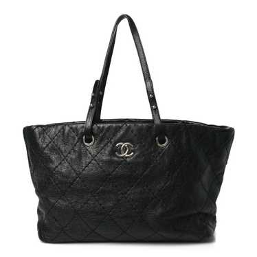 CHANEL Glazed Calfskin Large On The Road Tote Bla… - image 1