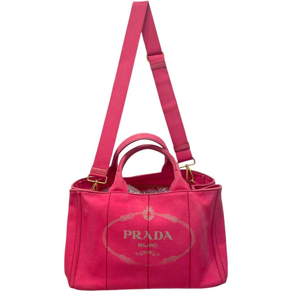 PRADA/Tote Bag[PO]/Pink/Cotton/Canapa Logo Tote - image 1