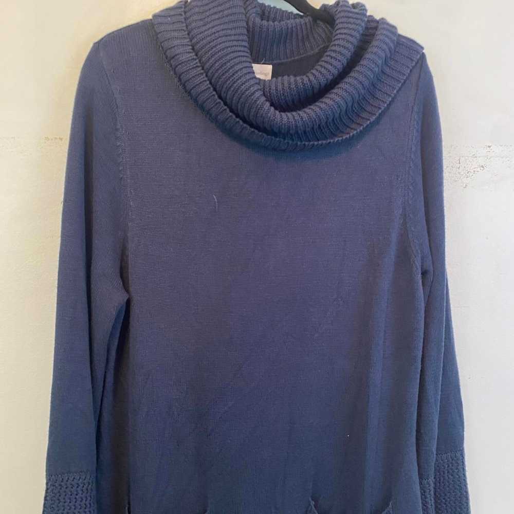 SOFT SURROUNDINGS navy fringe turtleneck sweater … - image 3