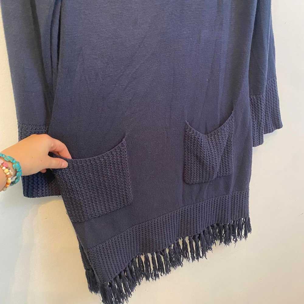 SOFT SURROUNDINGS navy fringe turtleneck sweater … - image 4