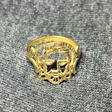 Estate 10k Gold Face of Jesus Ring - 10k Gold Jesu