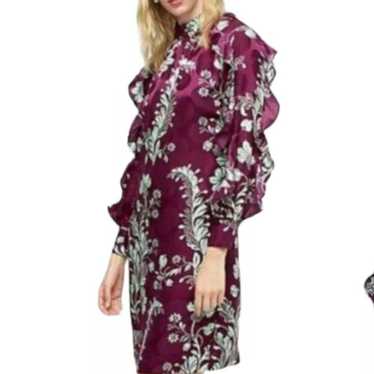 J. Crew Collection purple silk paisley ruffle dres