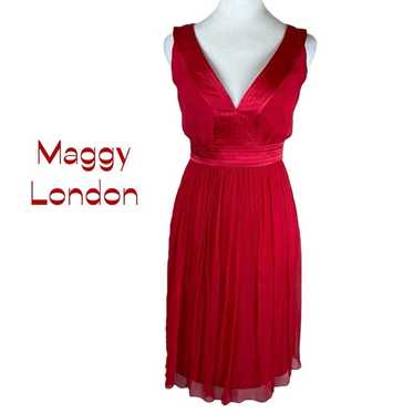 Maggy London Red 100% Silk Party Event BalletCore… - image 1