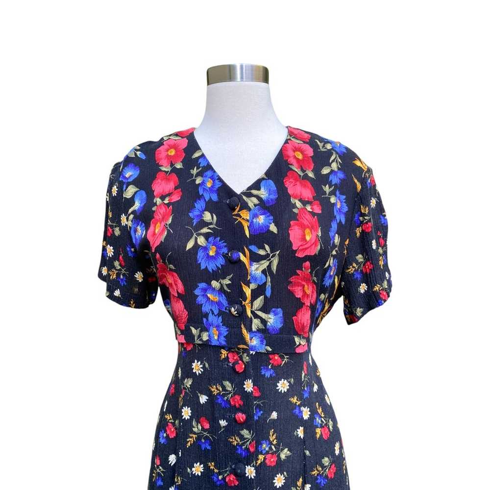 Vintage Floral Dress 90s Fairy Cottagecore Button… - image 3