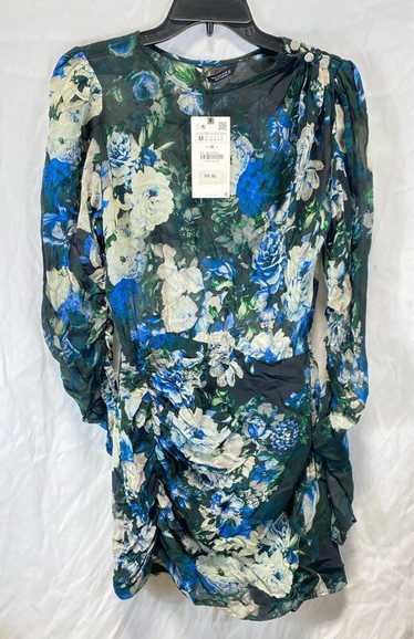 NWT Zara Womens Multicolor Floral Mesh Ruched Long