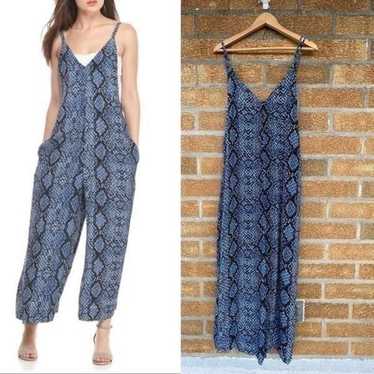 Free People Blue Snakeskin Cropped Jumpsuit medium