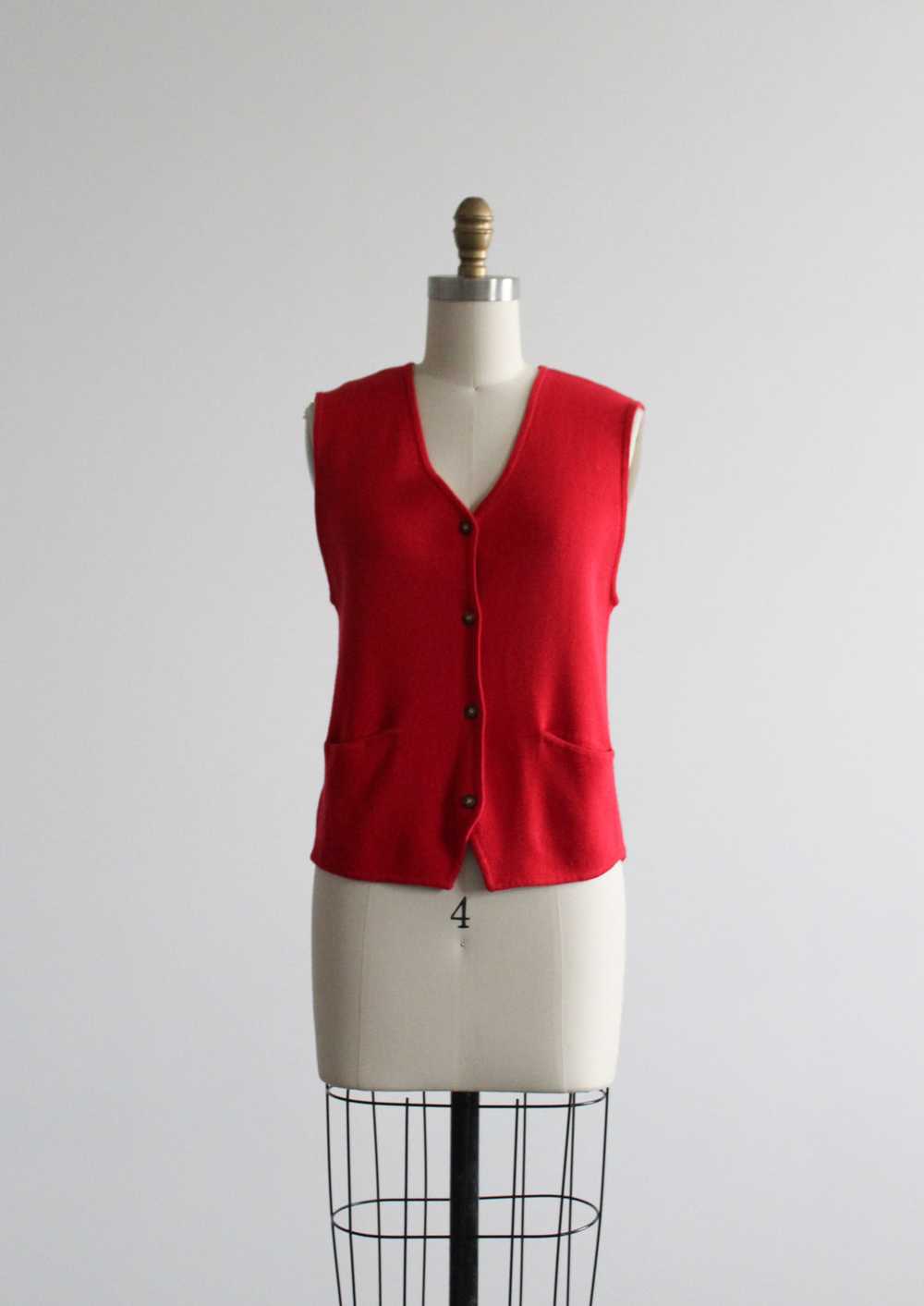 carmine button up vest - image 3