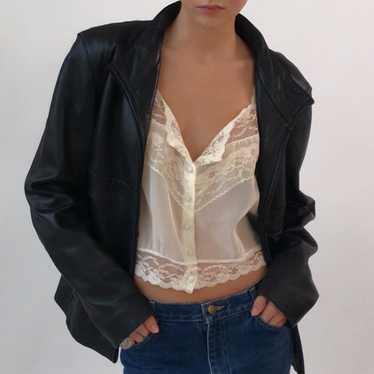 Vintage 1990'a Black Leather Jacket - image 1