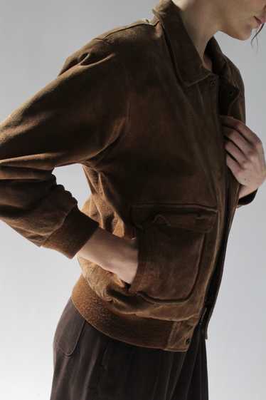 Petite Vintage Chestnut Brown Leather Bomber