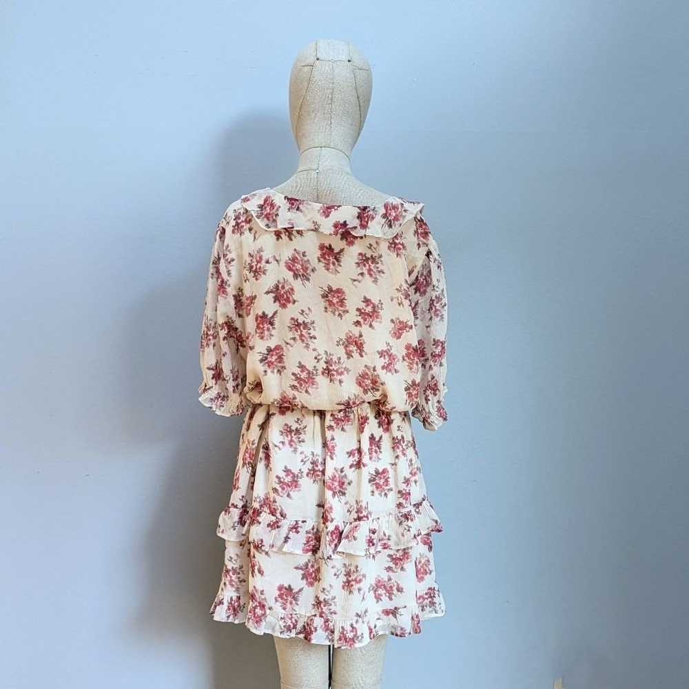 PAIGE Evonna Floral Cream & Red Silk Dress -XL - image 2