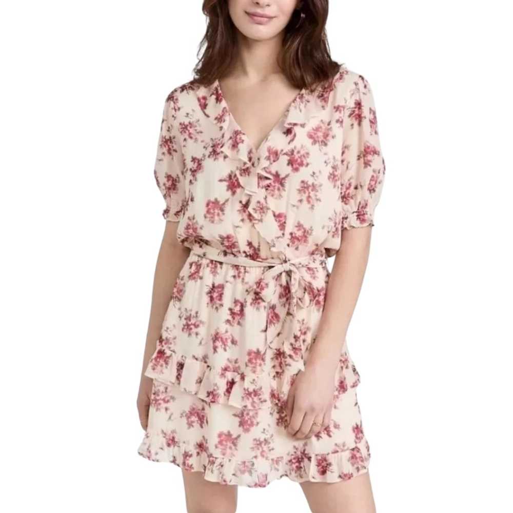 PAIGE Evonna Floral Cream & Red Silk Dress -XL - image 3