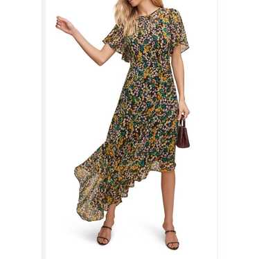 ASTR The Lable Flutter-Sleeve Asymmetrical Floral 