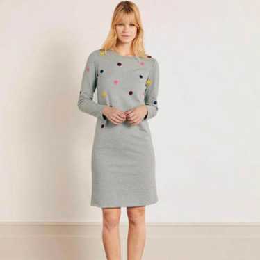 BODEN grey polka dot long sleeve cotton dress - image 1