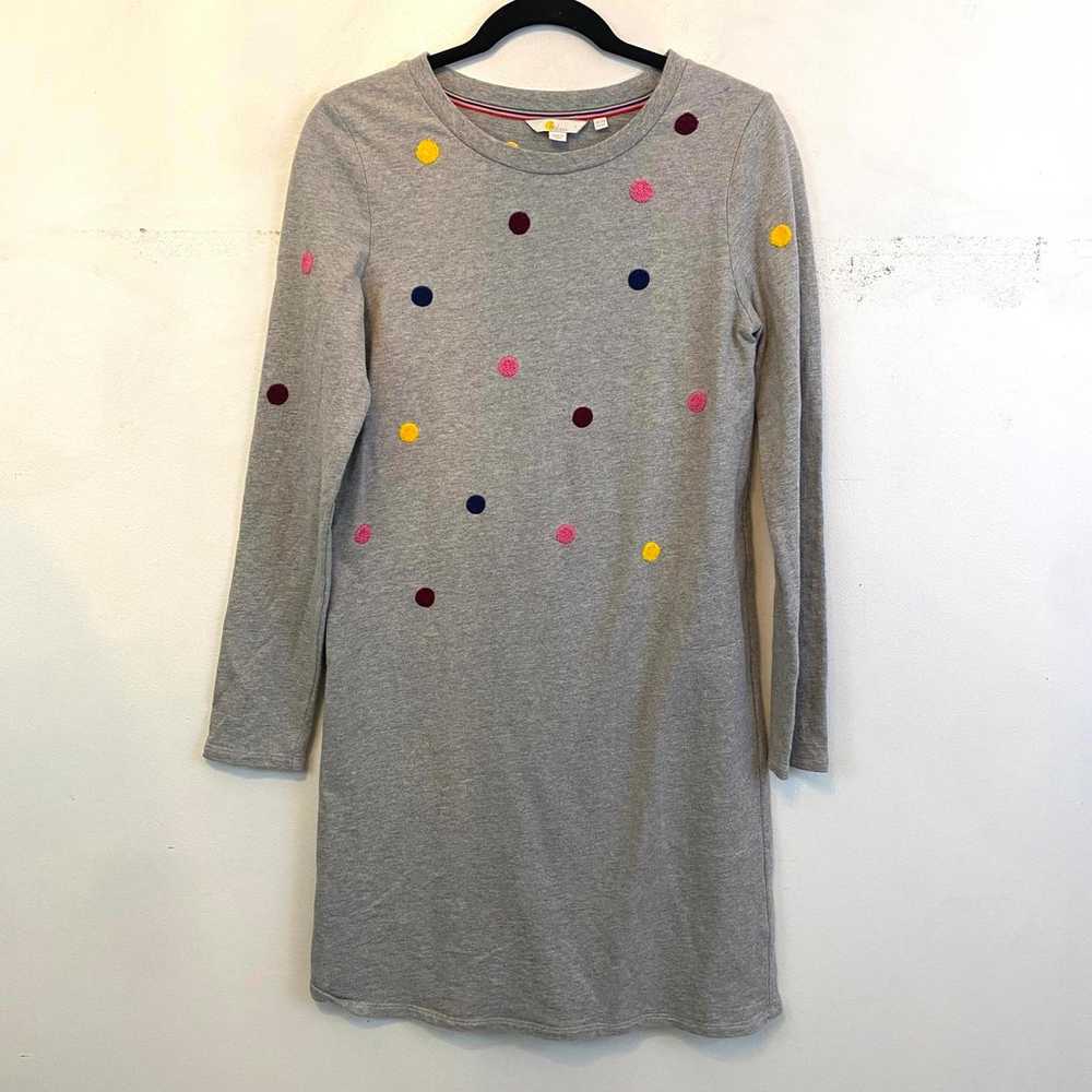 BODEN grey polka dot long sleeve cotton dress - image 2