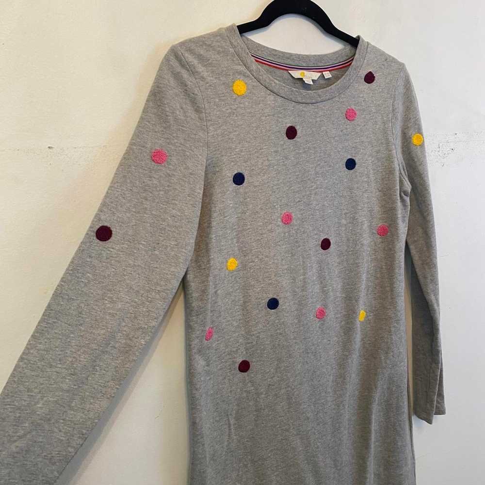 BODEN grey polka dot long sleeve cotton dress - image 3