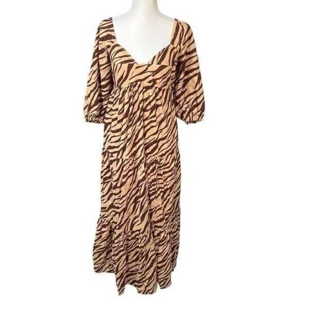 Anthropologie Zebra Blossom Maxi Dress Tan Black … - image 2