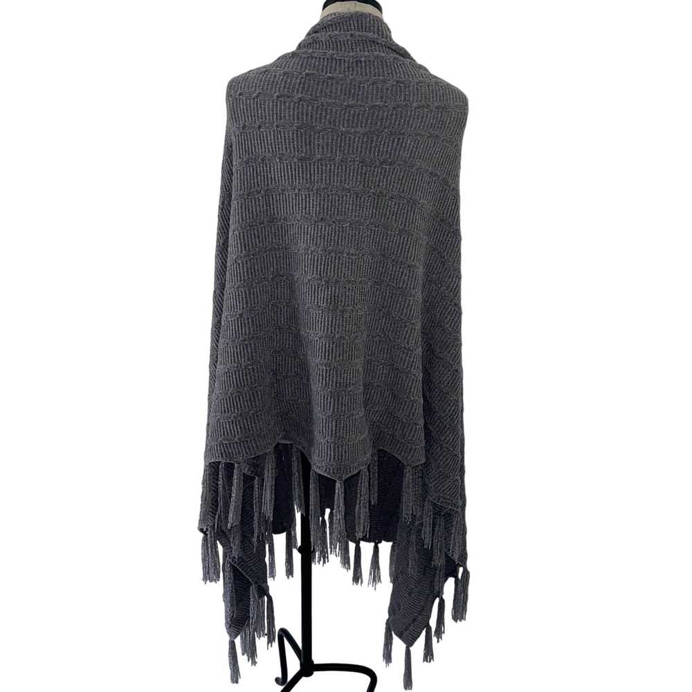 Vintage Womens Poncho One Size Gray Button Front … - image 2