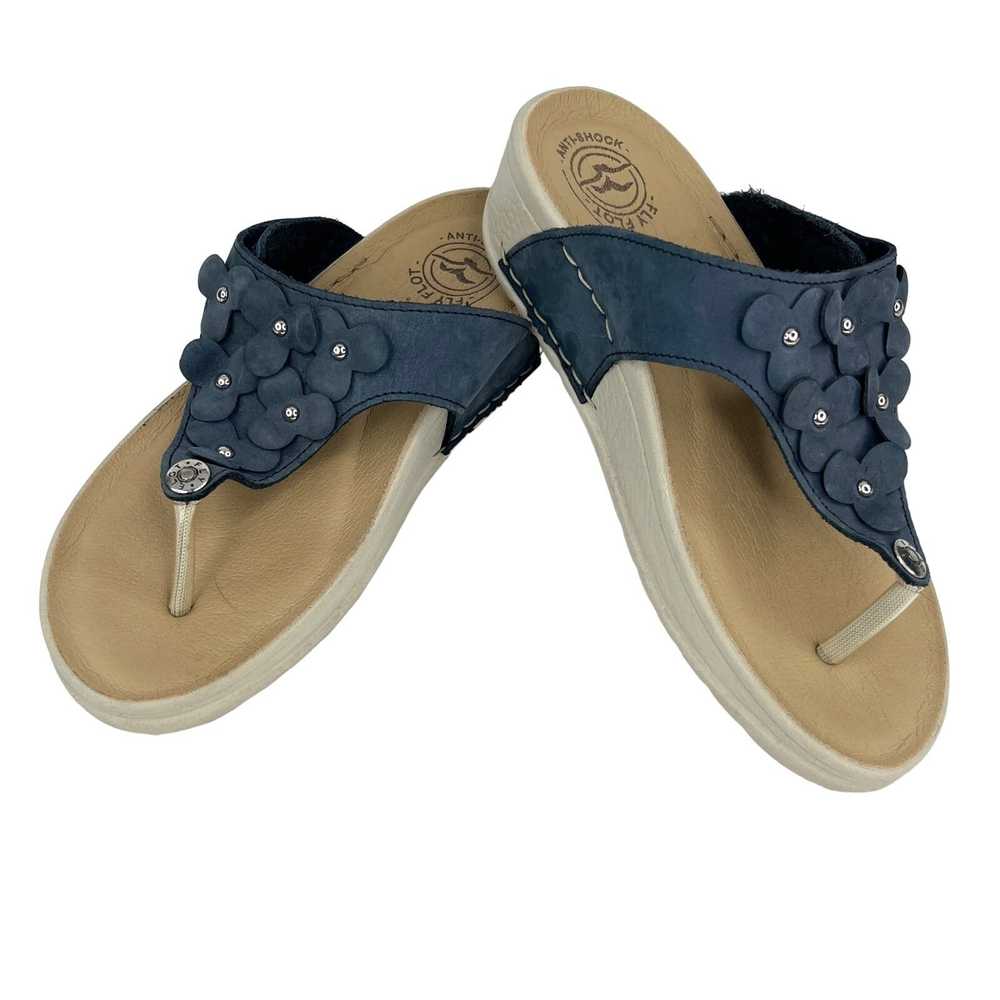 Other FLY FLOT Blue Suede Flower Sandals Flip Flo… - image 10