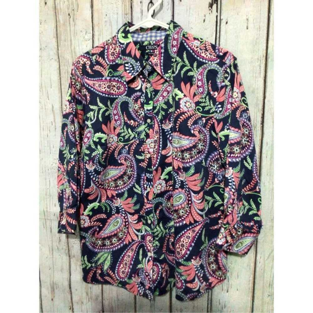 Chaps Chaps No Iron Blouse Paisley Print Size Lar… - image 10