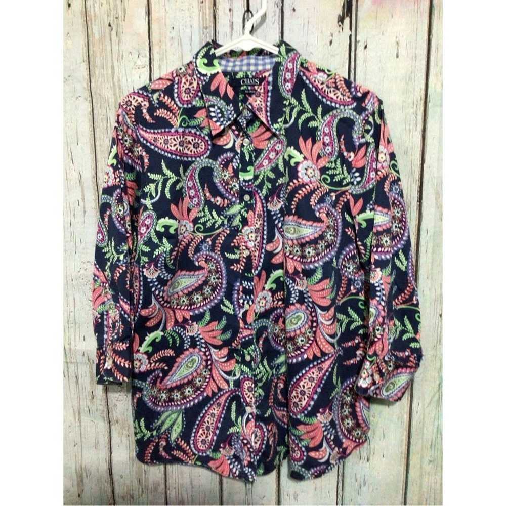 Chaps Chaps No Iron Blouse Paisley Print Size Lar… - image 11