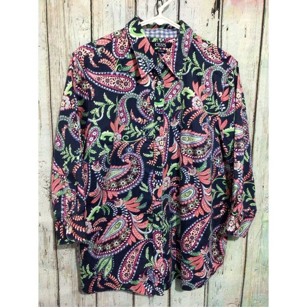 Chaps Chaps No Iron Blouse Paisley Print Size Lar… - image 1