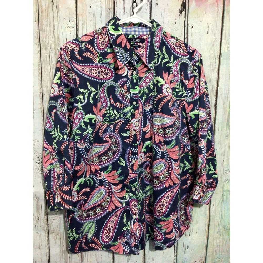 Chaps Chaps No Iron Blouse Paisley Print Size Lar… - image 5