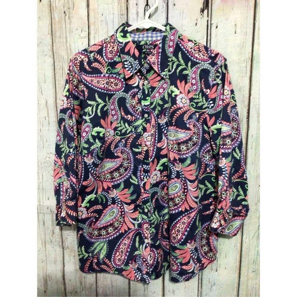 Chaps Chaps No Iron Blouse Paisley Print Size Lar… - image 6