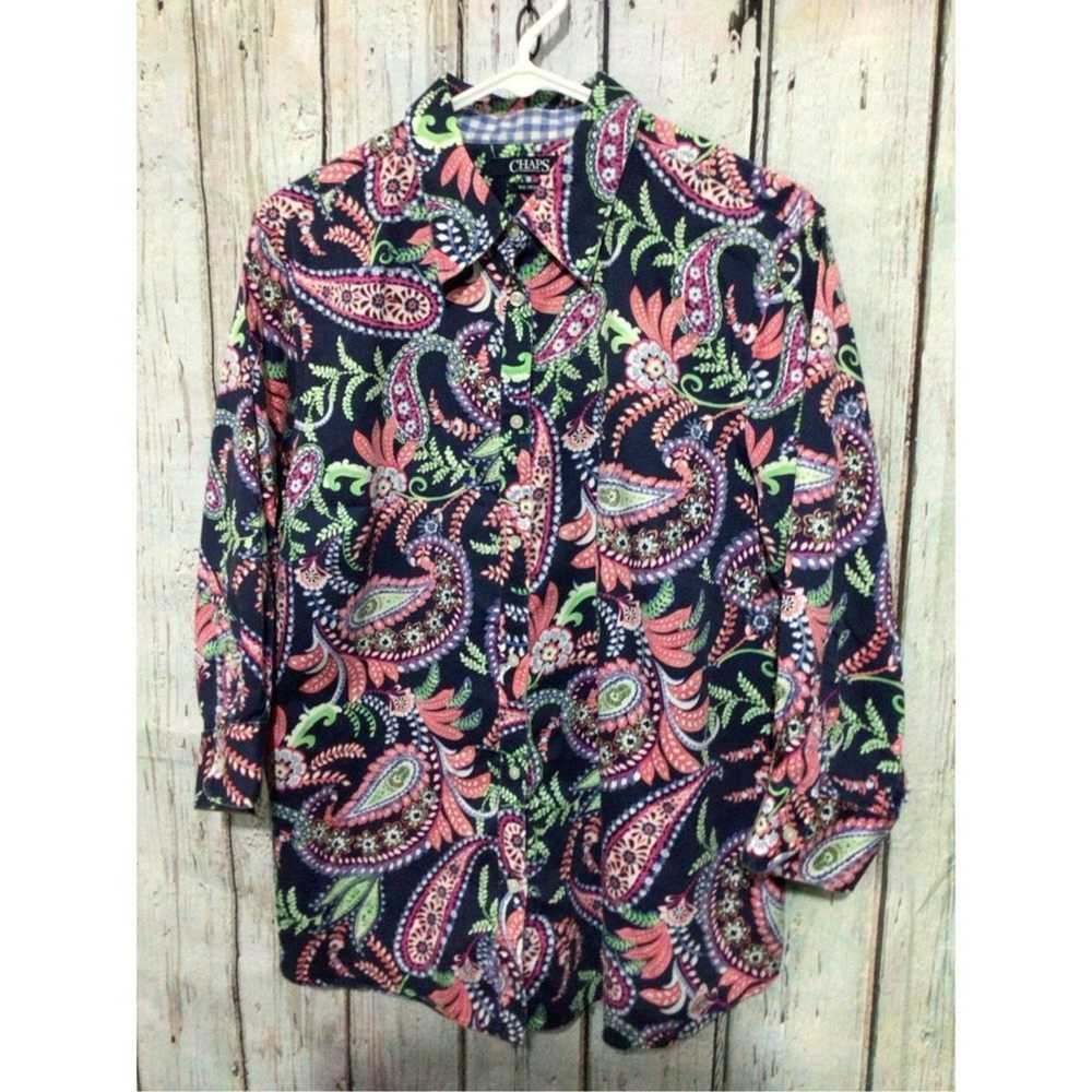 Chaps Chaps No Iron Blouse Paisley Print Size Lar… - image 9