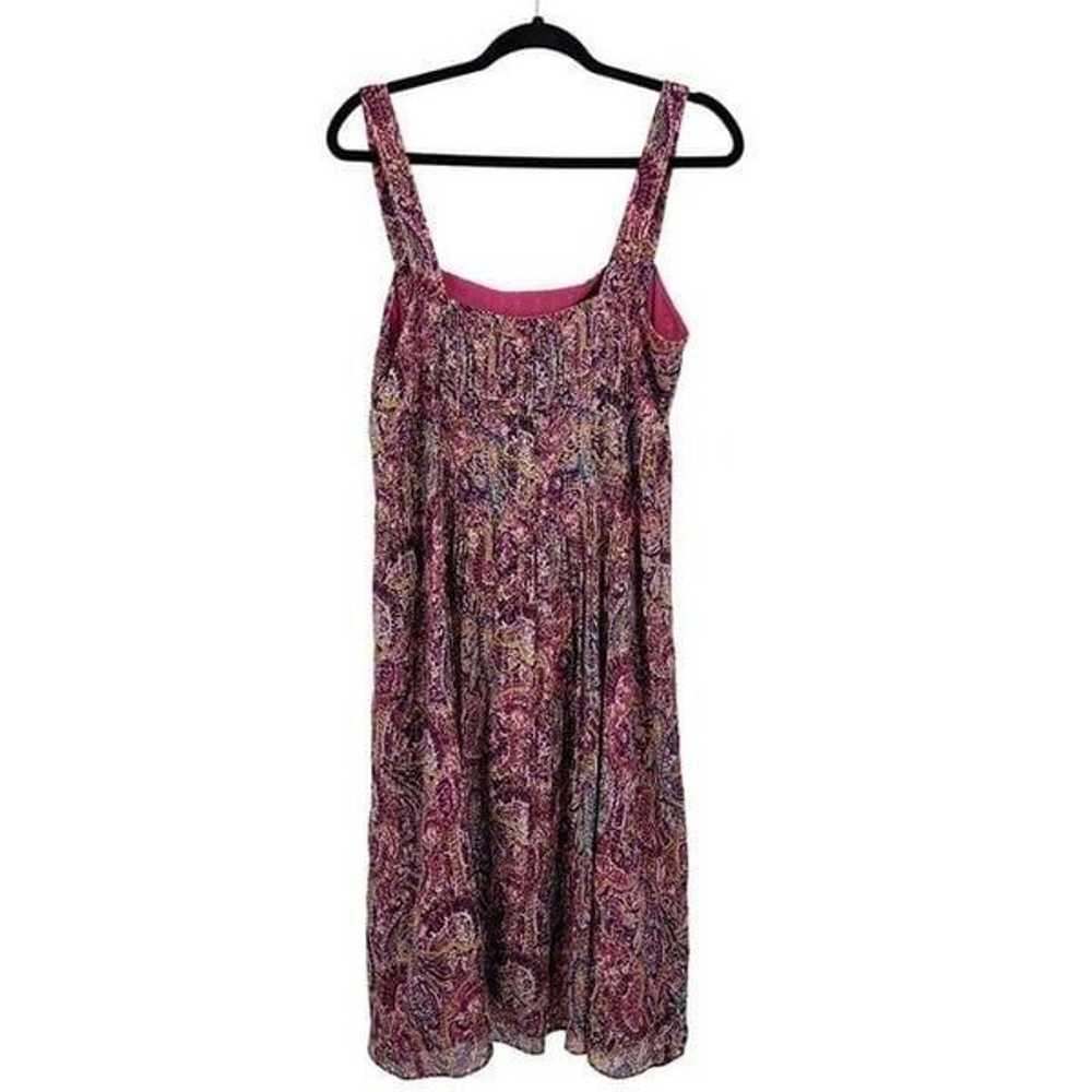 Vintage Lauren Silk Midi Dress 12 Pink Purple Pai… - image 7