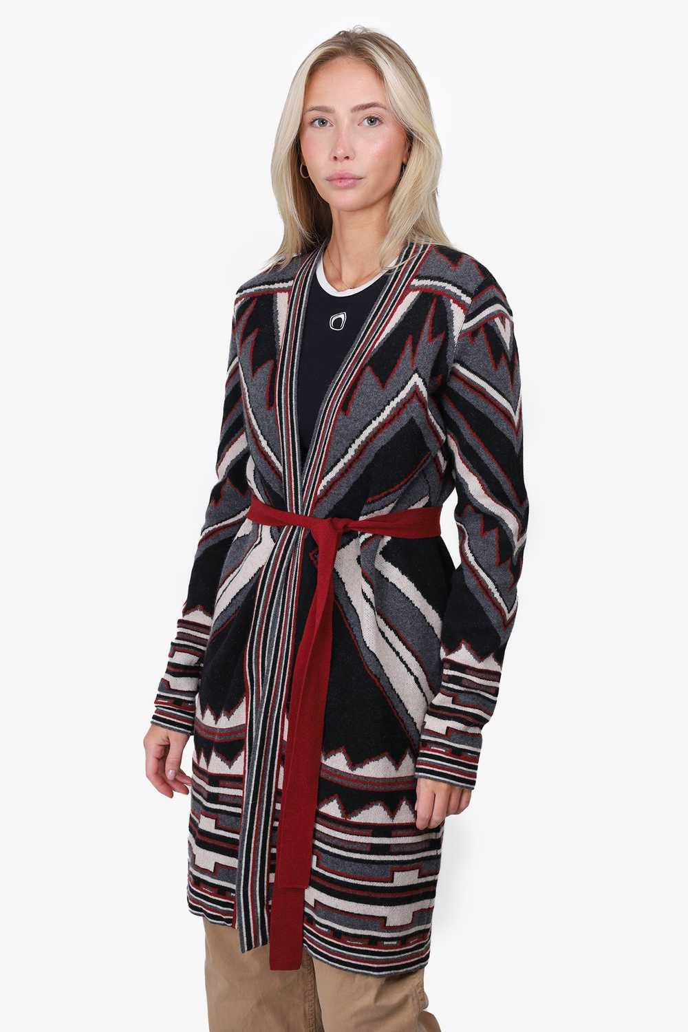 Just Cavalli Black/White/Red Wool Pattern Cardiga… - image 3