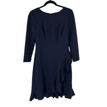 Tommy Hilfiger dress ruffle trim 3/4 sleeve navy … - image 1