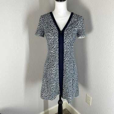 Tory Burch blue and white ponte short sleeve dress