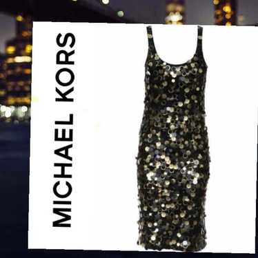 MICHAEL KORS black and gold sequin mini dress