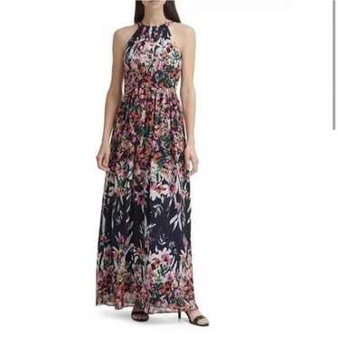 Eliza J Chiffon Floral Halter Maxi Dress