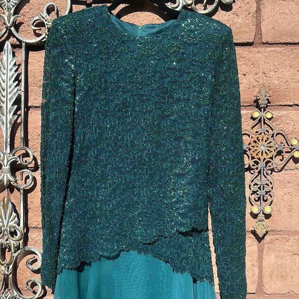 After Dark Green Lace Maxi Dress Formal Chiffon F… - image 2