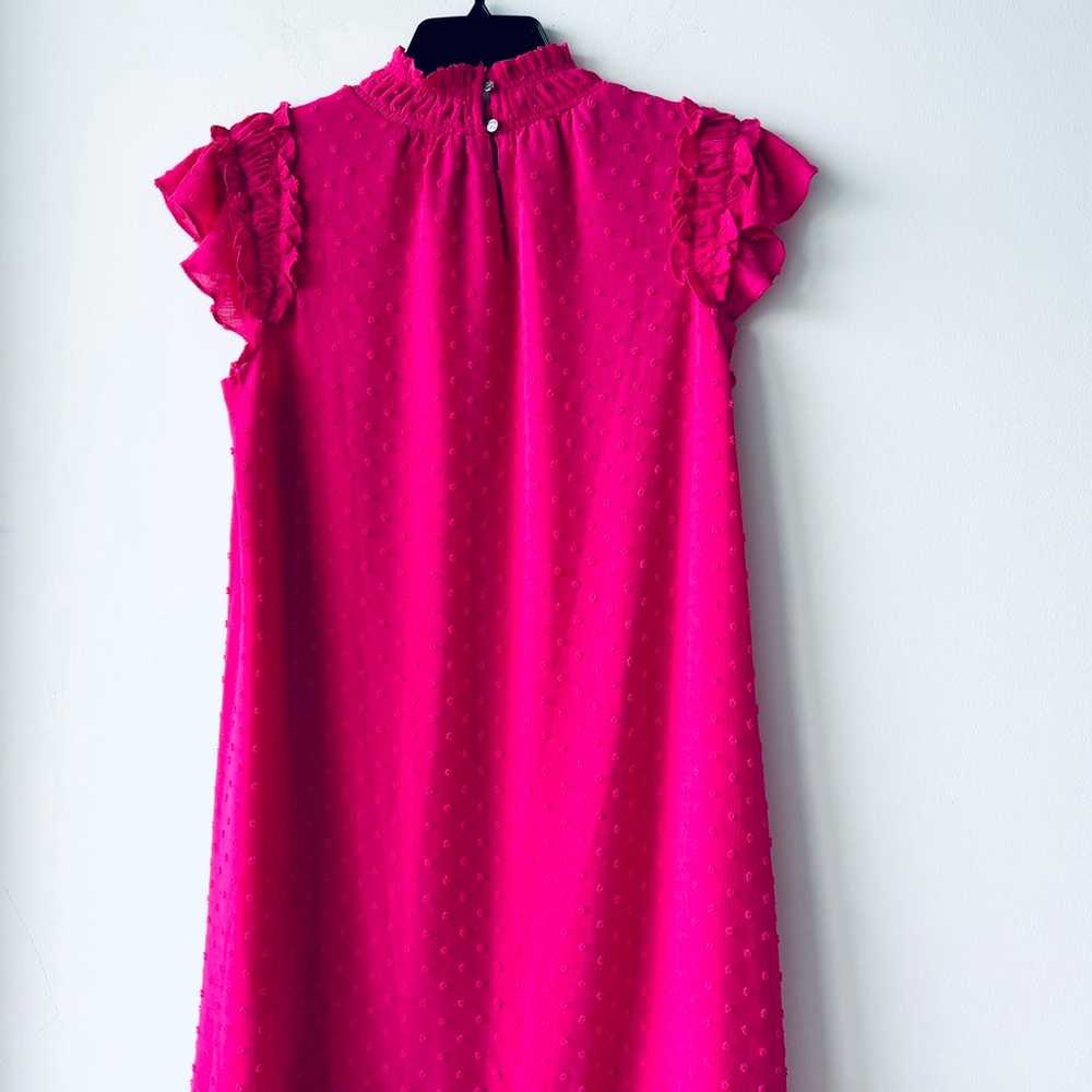 CeCe Mock Neck Clip Dress Bright Rose Pink Swiss … - image 2