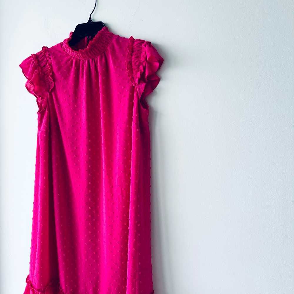 CeCe Mock Neck Clip Dress Bright Rose Pink Swiss … - image 3