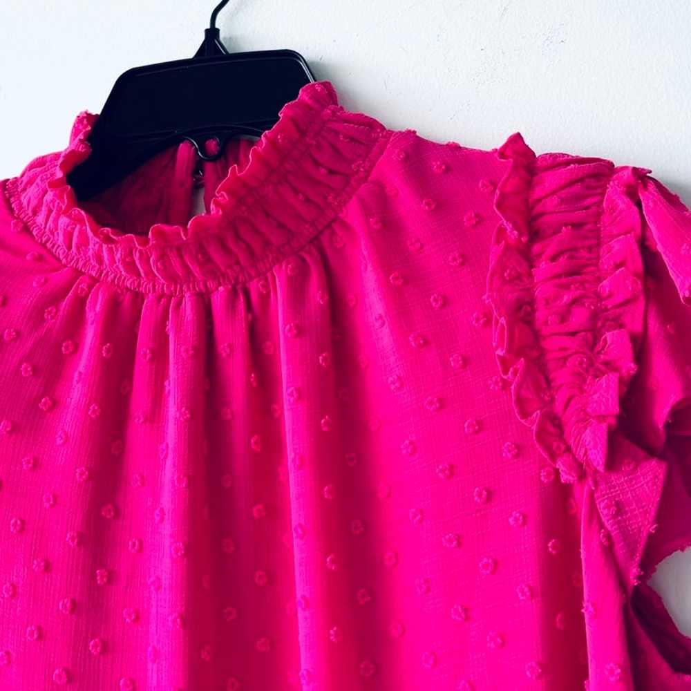 CeCe Mock Neck Clip Dress Bright Rose Pink Swiss … - image 4