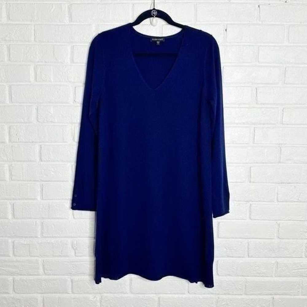 Eileen Fisher Wool Blue V-neck Sweater Dress size… - image 1