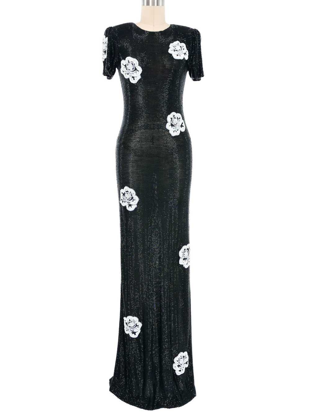 Young Sook Hahn Bead Embellished Floral Gown - image 1