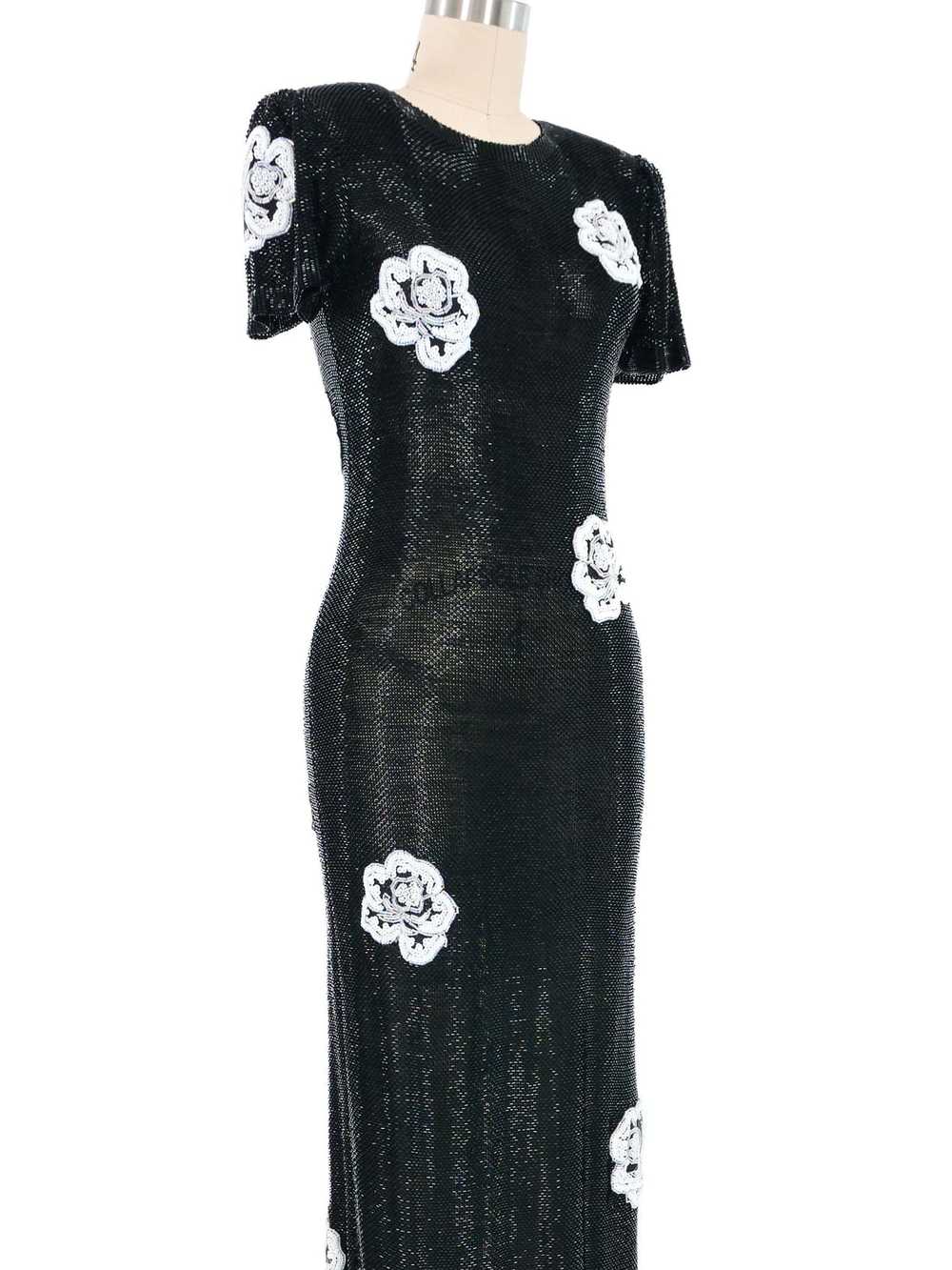 Young Sook Hahn Bead Embellished Floral Gown - image 2