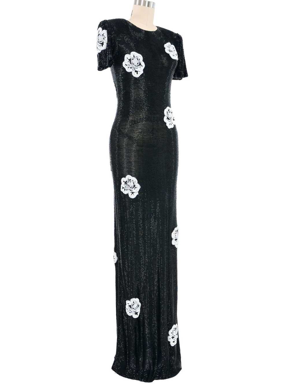 Young Sook Hahn Bead Embellished Floral Gown - image 3