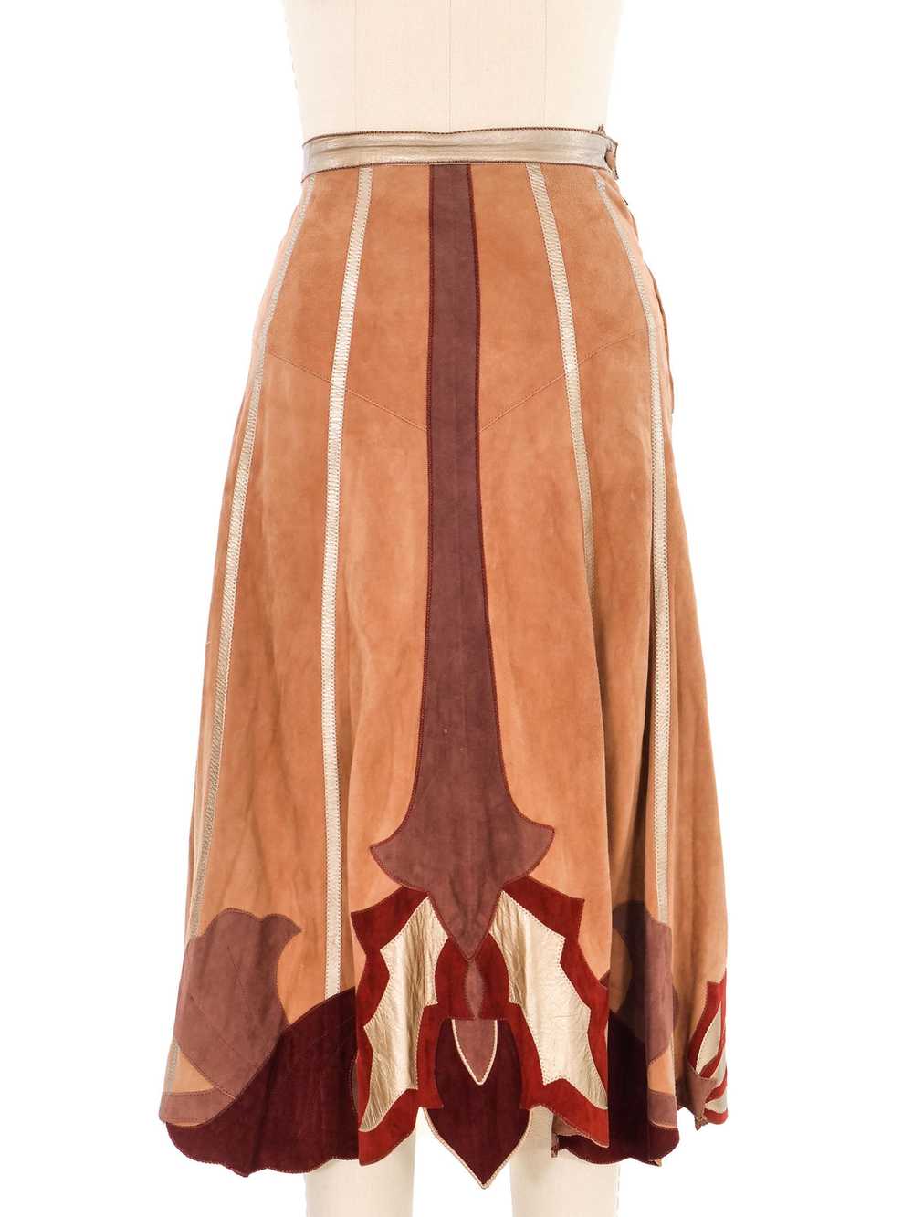 1970s Roberto Cavalli Applique Leather Skirt - image 1