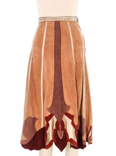 1970s Roberto Cavalli Applique Leather Skirt